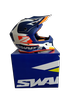 Kask crossowy SWAPS S818 biały/niebieski/pomarańczowy matowy