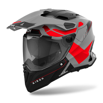 Kask integralny AIROH COMMANDER 2 REVEAL RED FLUO MATT czerwony fluo szary czarny