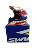 Kask crossowy SWAPS S818 biały/niebieski/pomarańczowy matowy