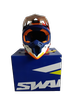 Kask crossowy SWAPS S818 biały/niebieski/pomarańczowy matowy