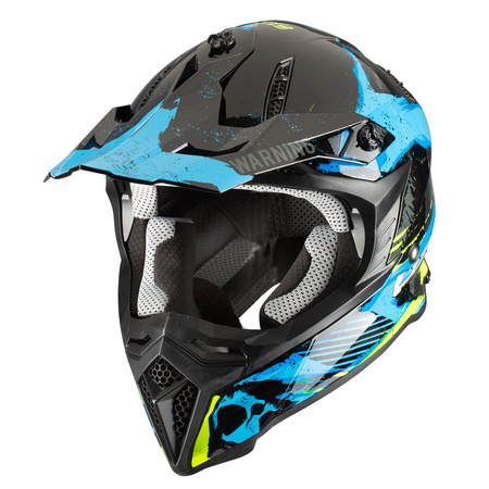 Kask crossowy PILOT DIRTY czarno/niebieski/fluo
